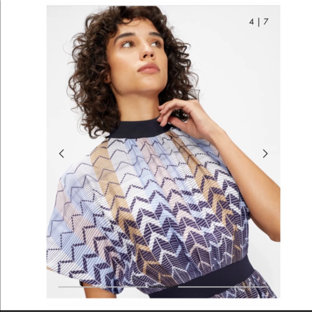 NWT TED BAKER Samii Geo Printed Rib Detail Midi Dress - Picture 9 of 16